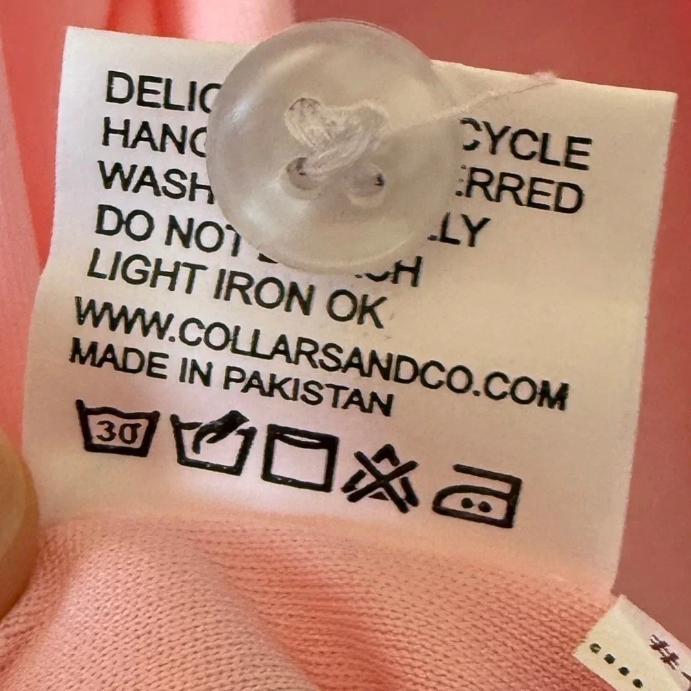 Collars & Co Mens Dress Collar Polo Shirt Pink Long Sleeve Button Down Small